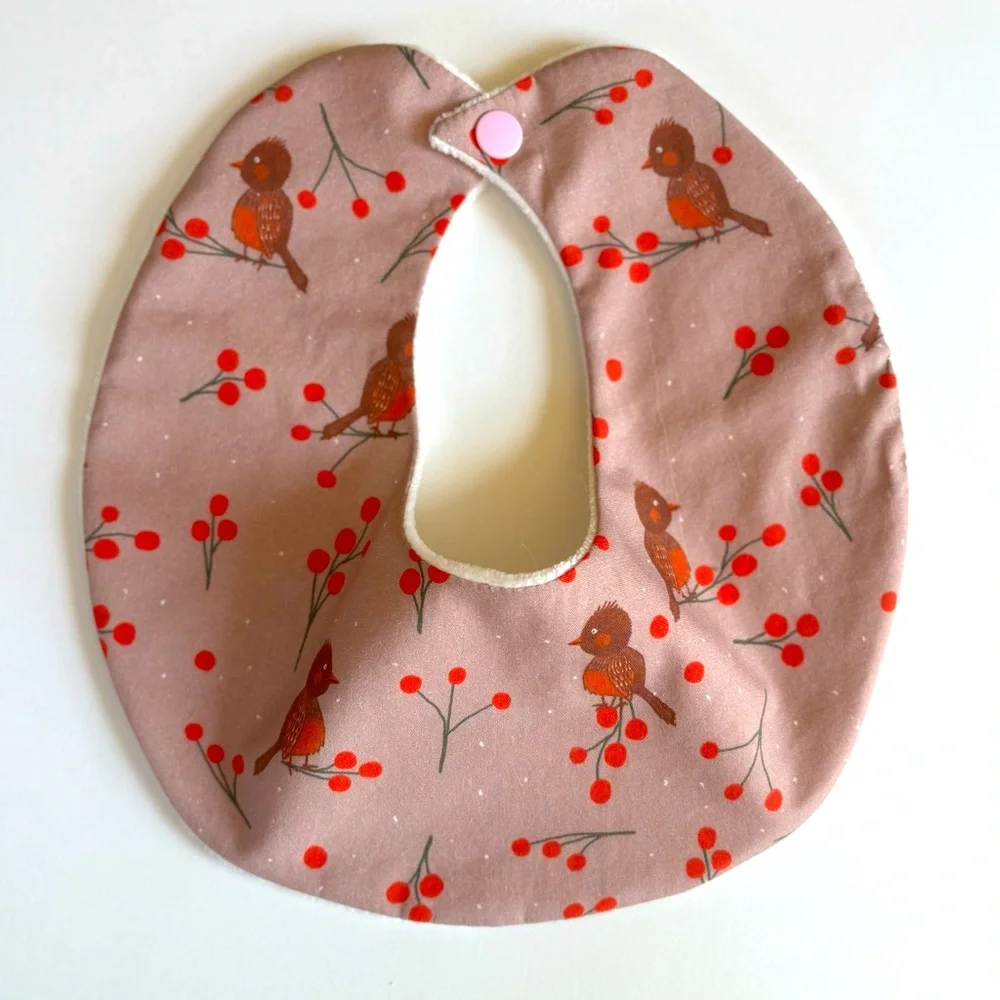 Baby Bib - Birds & Berries - Handmade